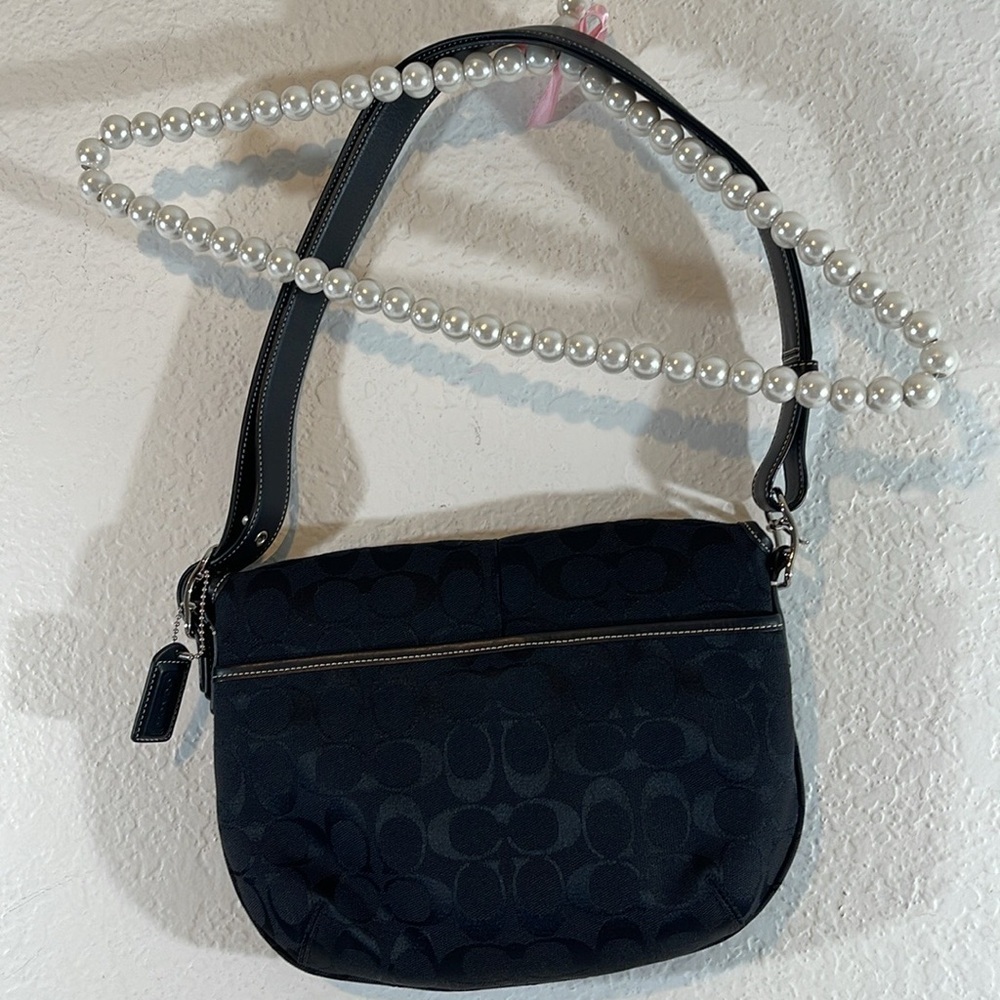 Coach 6842 Signature Black Shoulder or Crossbody Convertible Bag Purse Vintage - Picture 4 of 12